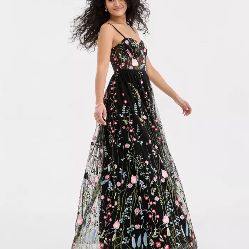 Floral Embroidered Mesh Gown - 11/12
